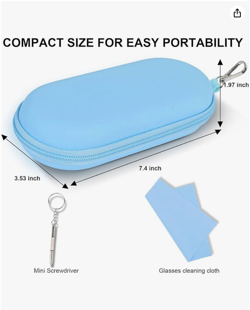 Hard Shell Double Glasses Delux Case Double-Layer for 2 pairs of Glasses Men / Women Blue FREEPOST