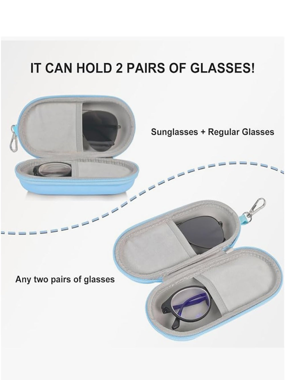 Hard Shell Double Glasses Case for 2 Pairs