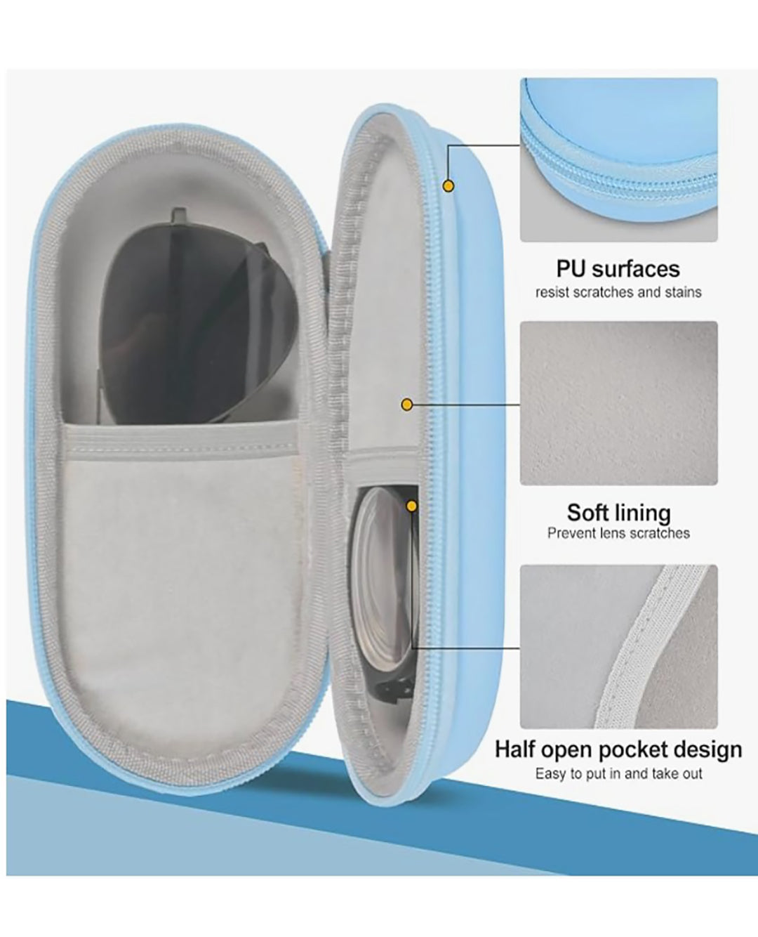 Hard Shell Double Glasses Case for 2 Pairs